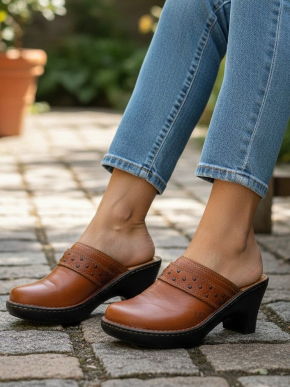 BOC Carmel Leather HandCrafted Clogs